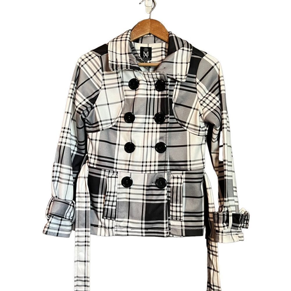 Miss Ashley black & pattern coat with belt - Picture 4 of 13
